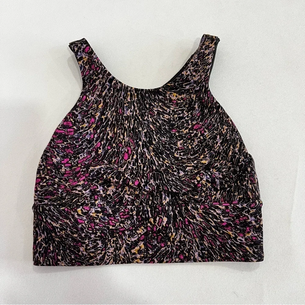 Lululemon Wunder Train Long Line Bra Size 4 Sports Bra Topography Multi